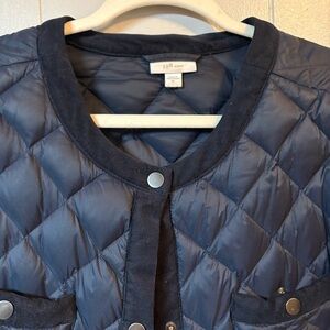 J. Jill Women's Dark Blue Quilted Puffer Jacket
